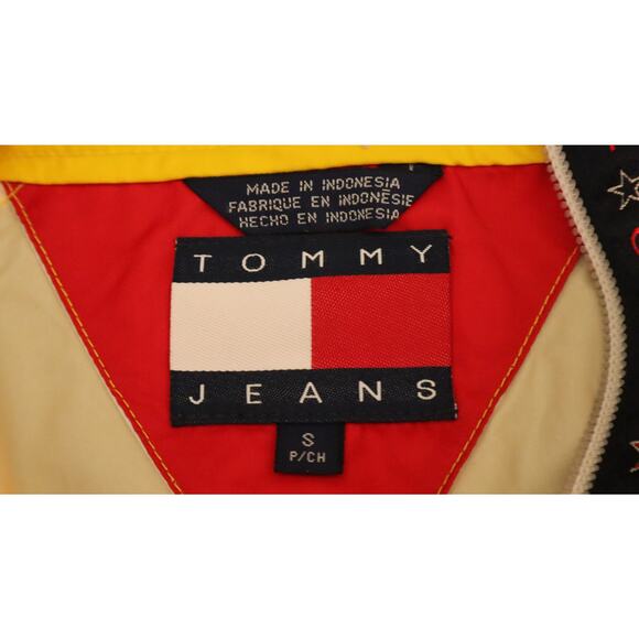 Vintage 90s Yellow Tommy Girl Tommy Hilfiger Windbreaker Jacket Flag Zip Hooded - Picture 7 of 10